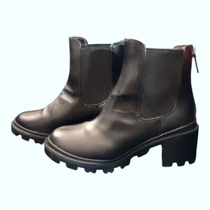 DV by Dolce Vita Black Sookie Chunky Heel Lug Sole Chelsea Style Ankle Boots